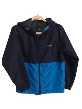 Eddie Bauer Kids L 14/16 Blue & Navy Hooded Windbreaker Jacket Polyester